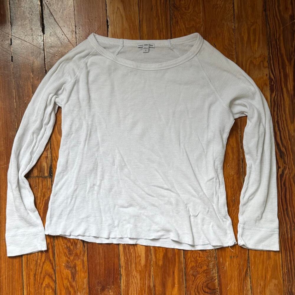 James perse white waffle knit top